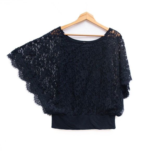 Bailey 44 Tops - Bailey 44 Lace Top Womens L Dark Blue Floral Fairygrunge Witchy Whimsigoth USA